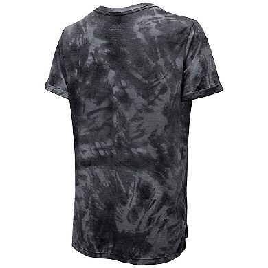 Women's Majestic Threads Black Pittsburgh Penguins Boyfriend Tie-Dye Tri-Blend T-Shirt