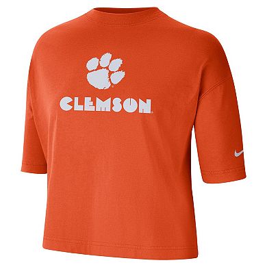 Women's Nike Orange Clemson Tigers Crop Performance T-Shirt