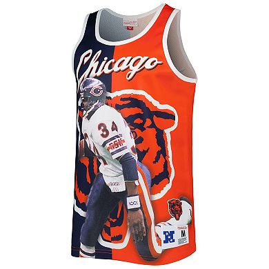 Men's Mitchell & Ness Walter Payton Navy/Orange Chicago Bears Retired Player Graphic Tank Top