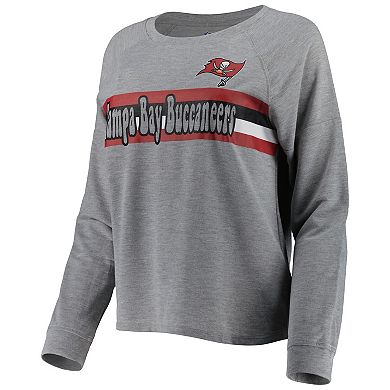 Juniors Heathered Gray Tampa Bay Buccaneers All Striped Up Raglan Long Sleeve T-Shirt