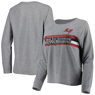 Juniors Heathered Gray Tampa Bay Buccaneers All Striped Up Raglan Long Sleeve T-Shirt