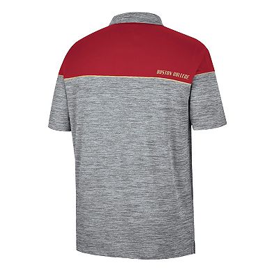 Men's Colosseum Heathered Gray/Maroon Boston College Eagles Birdie Polo