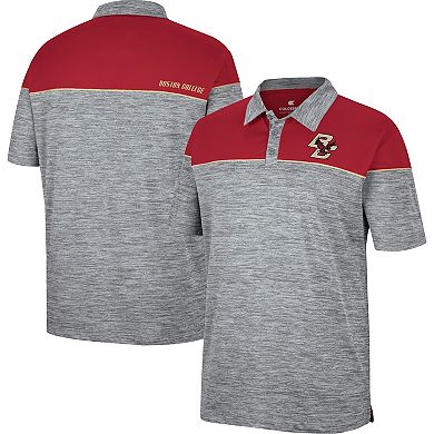 Men's Colosseum Heathered Gray/Maroon Boston College Eagles Birdie Polo