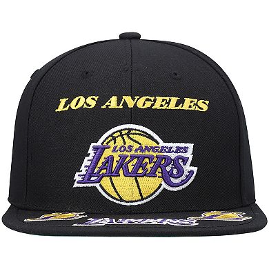 Men's Mitchell & Ness Black Los Angeles Lakers Front Loaded Snapback Hat