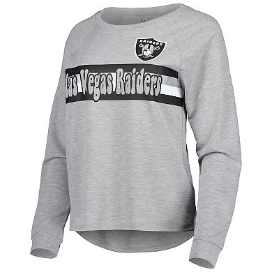 Juniors Heathered Gray Las Vegas Raiders All Striped Up Raglan Long Sleeve T-Shirt