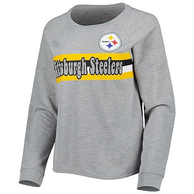 Juniors Heathered Gray Pittsburgh Steelers All Striped Up Raglan Long Sleeve T-Shirt
