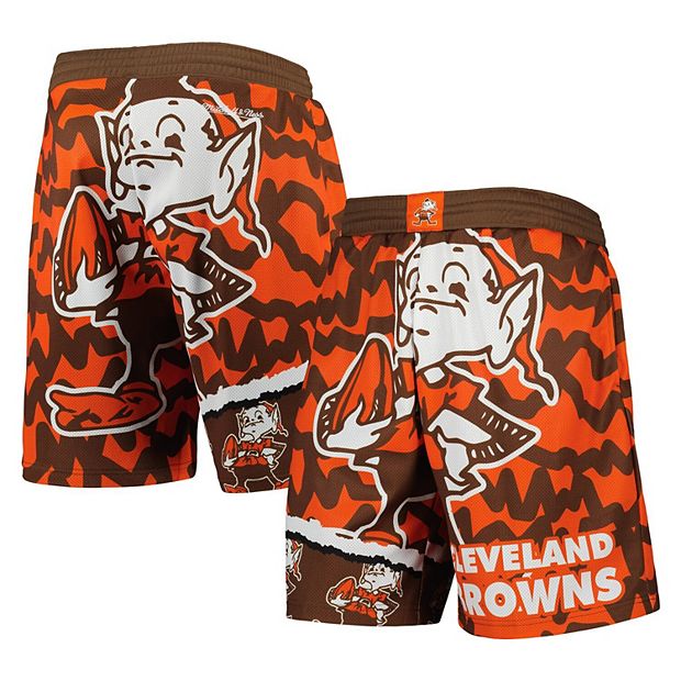 Men's Mitchell & Ness Orange Cleveland Browns Jumbotron 2.0 Sublimated  Shorts