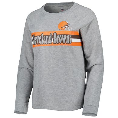 Juniors Heathered Gray Cleveland Browns All Striped Up Raglan Long Sleeve T-Shirt