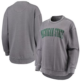 Women's Pressbox Heathered Gray Michigan State Spartans Vintage Wash Pullover Sweatshirt