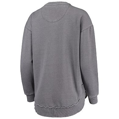 Women's Pressbox Heathered Gray Michigan State Spartans Vintage Wash Pullover Sweatshirt
