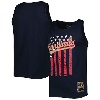 Men's Mitchell & Ness Navy St. Louis Cardinals Cooperstown Collection Stars and Stripes Tank Top
