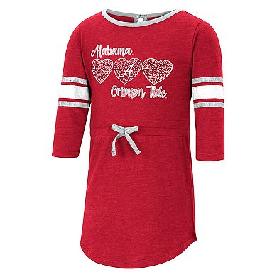 Girls Toddler Colosseum Heathered Crimson Alabama Crimson Tide Poppin Sleeve Stripe Dress