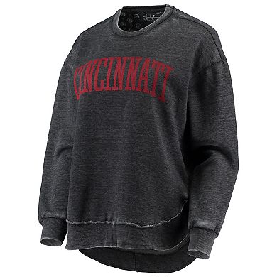 Women's Pressbox Black Cincinnati Bearcats Vintage Wash Pullover Sweatshirt
