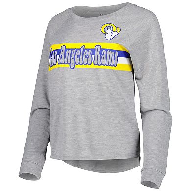 Juniors Heathered Gray Los Angeles Rams All Striped Up Raglan Long Sleeve T-Shirt