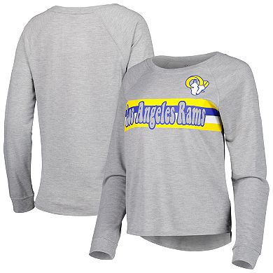 Juniors Heathered Gray Los Angeles Rams All Striped Up Raglan Long Sleeve T-Shirt