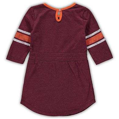 Girls Toddler Colosseum Heathered Maroon Virginia Tech Hokies Poppin Sleeve Stripe Dress