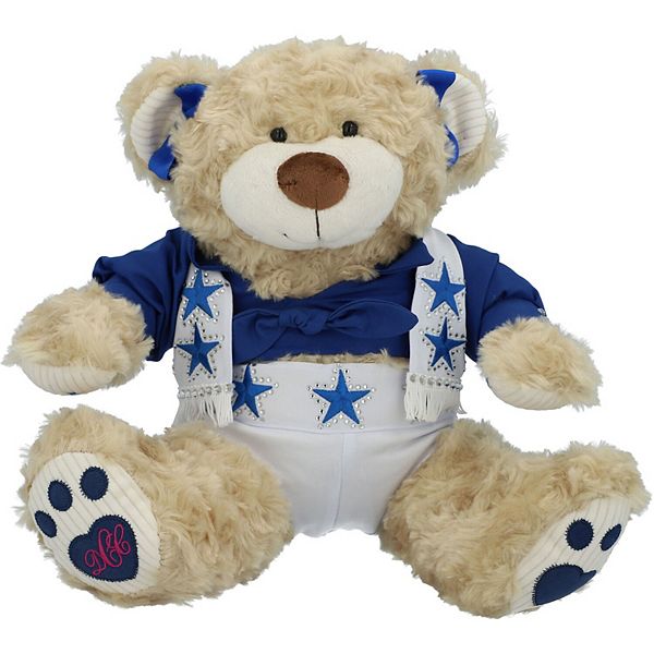 VINTAGE DALLAS COWBOYS CHEERLEADER TEDDY BEAR W OUTFIT BOW POM POMS CSTORE  RARE