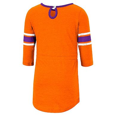 Girls Toddler Colosseum Heathered Orange Clemson Tigers Poppin Sleeve Stripe Dress