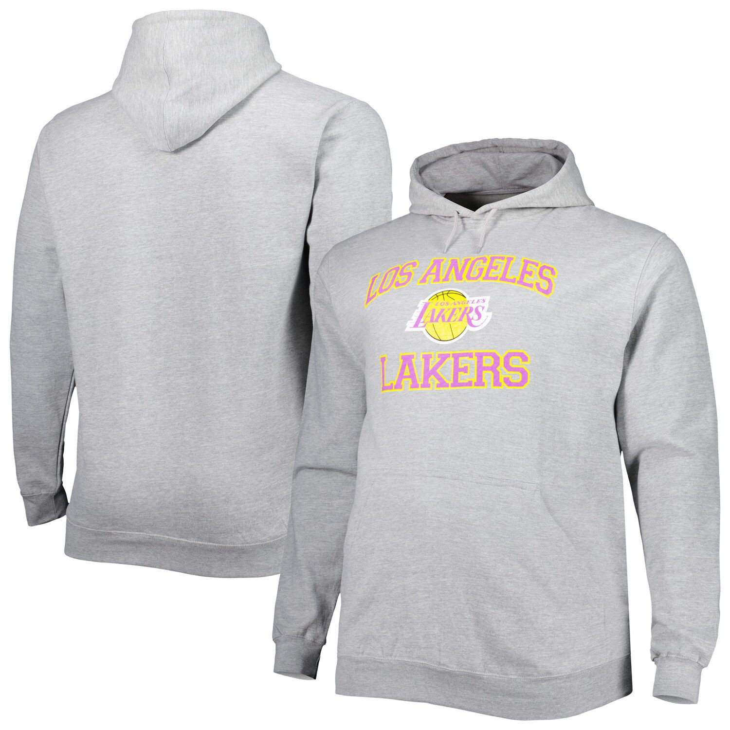 Fanatics Branded Men's Heathered Gray Los Angeles Lakers Team Primary Logo Pullover Hoodie - Heather Gray