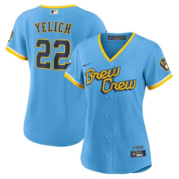 Milwaukee Brewers Nike Official Replica Home Jersey - Mens with Yelich 22  printing