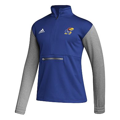 Men's adidas Royal/Heathered Gray Kansas Jayhawks Team AEROREADY Half-Zip Top