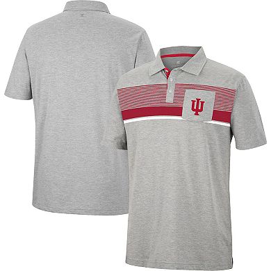 Men's Colosseum Heathered Gray Indiana Hoosiers Golfer Pocket Polo