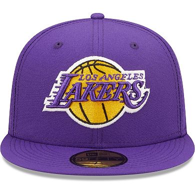 Men's New Era Purple Los Angeles Lakers 17x NBA Finals Champions Pop Sweat 59FIFTY Fitted Hat