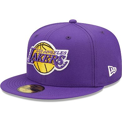 Men's New Era Purple Los Angeles Lakers 17x NBA Finals Champions Pop Sweat 59FIFTY Fitted Hat