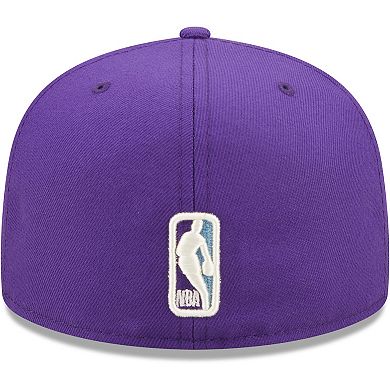 Men's New Era Purple Los Angeles Lakers 17x NBA Finals Champions Pop Sweat 59FIFTY Fitted Hat