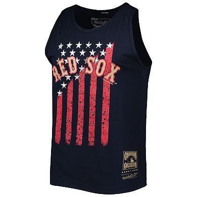 Men's Mitchell & Ness Navy Boston Red Sox Cooperstown Collection Stars and Stripes Tank Top