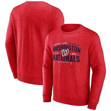 Men's Fanatics Branded Heathered Red Washington Nationals Classic Move Pullover Sweatshirt