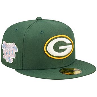 Men's New Era Green Green Bay Packers Super Bowl XXXI Purple Pop Sweat 59FIFTY Fitted Hat
