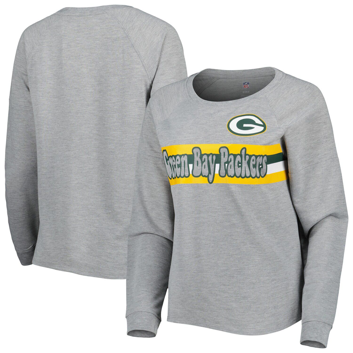 Women's '47 Cream Green Bay Packers Brush Back Parkway Cropped Lightweight  Long Sleeve T-Shirt