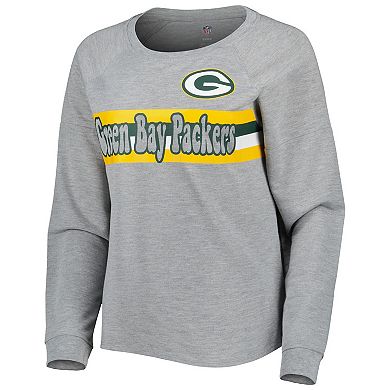 Juniors Heathered Gray Green Bay Packers All Striped Up Raglan Long Sleeve T-Shirt
