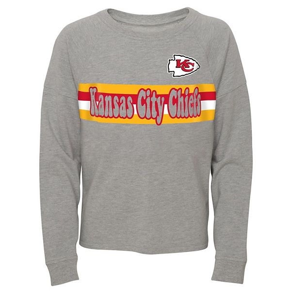 Lids Kansas City Chiefs Juniors All Striped Up Raglan Long Sleeve T-Shirt -  Heathered Gray