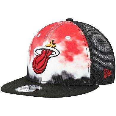 Men's New Era Black Miami Heat Hazy Trucker 9FIFTY Snapback Hat