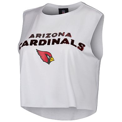 Women's Cuce White Arizona Cardinals Sequin Cropped Tank Top