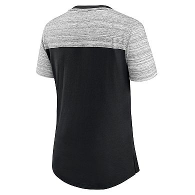 Women's Fanatics Branded Black/Heathered Gray Las Vegas Raiders Close Quarters V-Neck T-Shirt