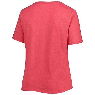 Women's New Era Heather Red Miami Marlins City Connect Plus Size V-Neck T-Shirt