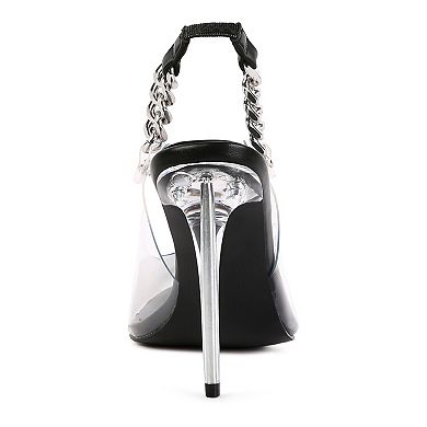 London Rag Goddess Women's Clear Chain Slingback High Heels