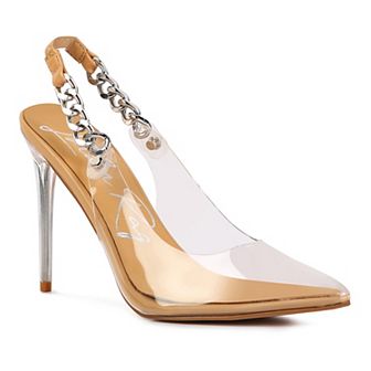 London Rag Goddess Women's Clear Chain Slingback High Heels