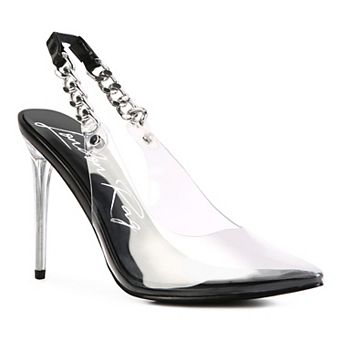London Rag Goddess Women's Clear Chain Slingback High Heels