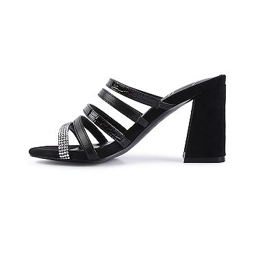 London Rag Peaches Women's Multi-Strap Block Heel Dress Sandals