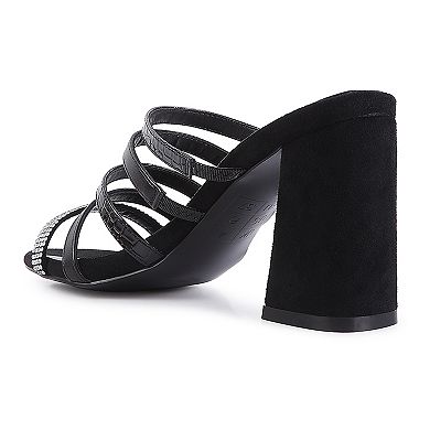 London Rag Peaches Women's Multi-Strap Block Heel Dress Sandals