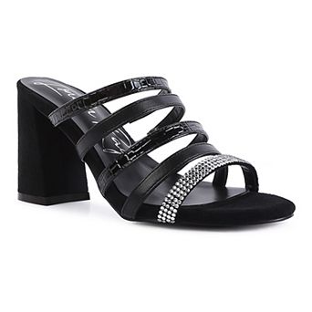 London Rag Peaches Women's Multi-Strap Block Heel Dress Sandals