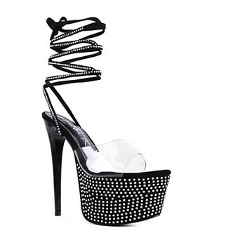 London Rag Sugar Mom Women's Strappy Rhinestone High Heel Sandals