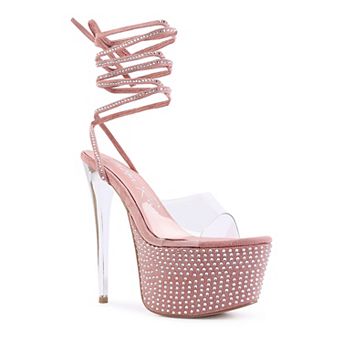 London Rag Sugar Mom Women's Strappy Rhinestone High Heel Sandals