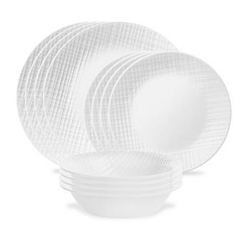 Corelle Embossed Linen Weave 12 pc Dinnerware Set