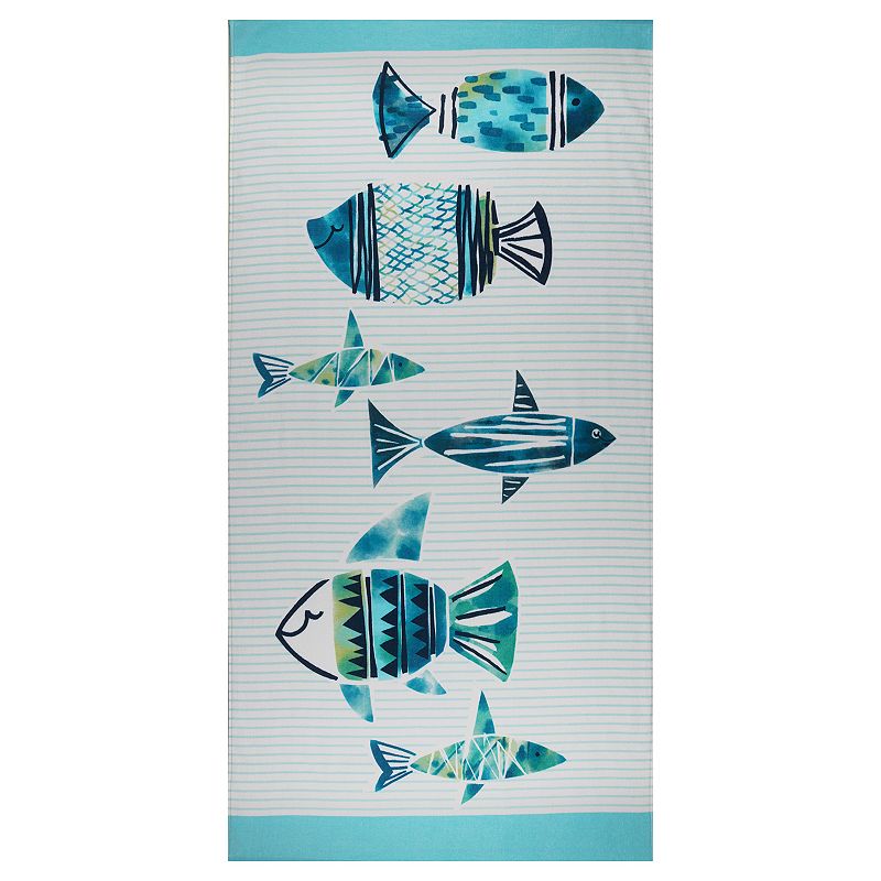 The Big One Blue Fish Extra Large Beach Towel, 36 X 72