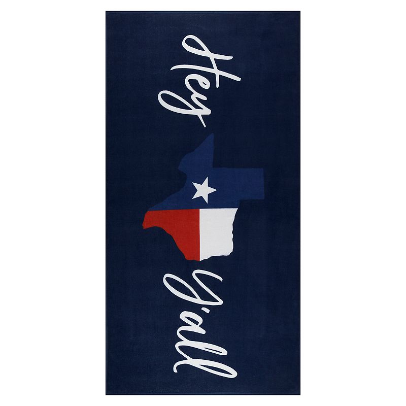 The Big One Hey YAll Texas Flag Extra Large Beach Towel, Blue, 36 X 7